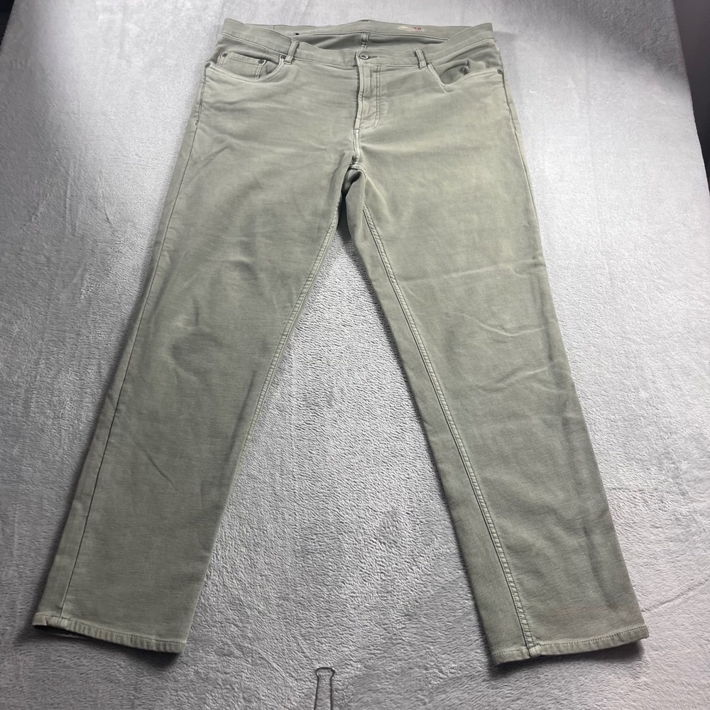 Faherty Brand Mens 38 5-Pocket Pants Olive Green Sage Straight Leg Twill Chino